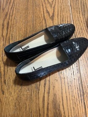 Black Trotters Woven Leather Loafers - Women's Slip-On Flats